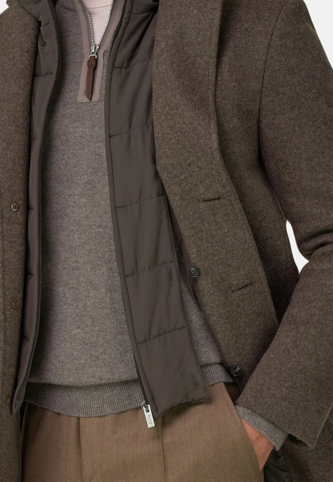 Boggi, Cappotto In Misto Lana B Jersey, Uomo, Marrone, Taglia: 52 - immagine 5