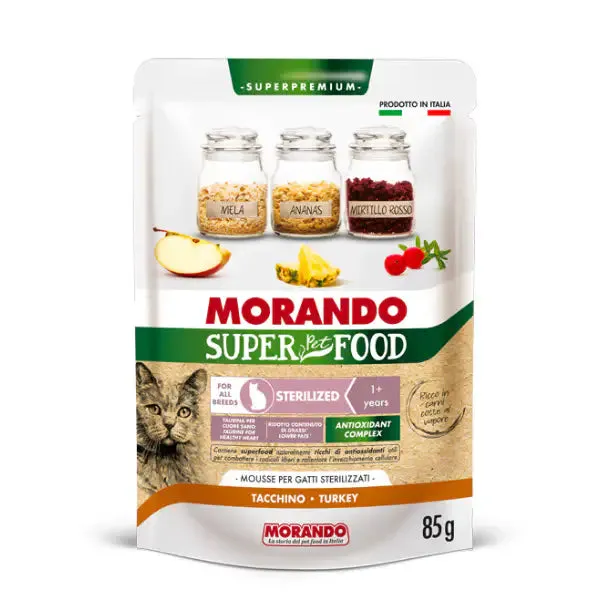 Morando SuperPetFood Cat Adult Sterilized Mousse 85 gr Tacchino - confezione da 24 pezzi - Cibo umido per gatti - immagine 1