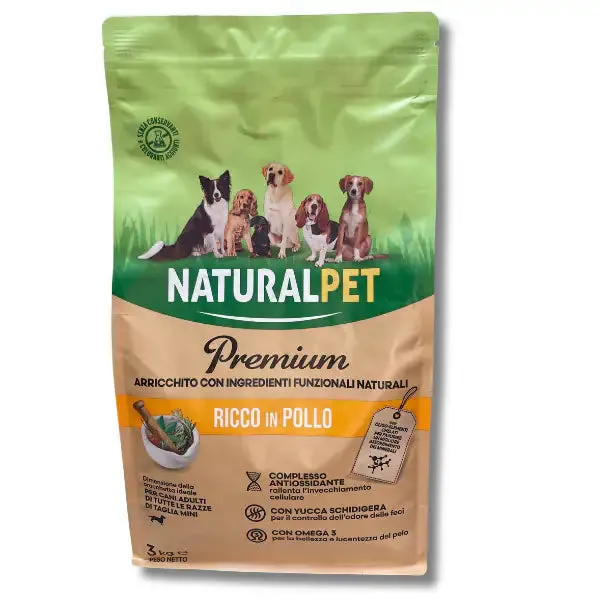 NaturalPet Premium Adult Mini Pollo 3 kg - Crocchette naturali cane - immagine 1
