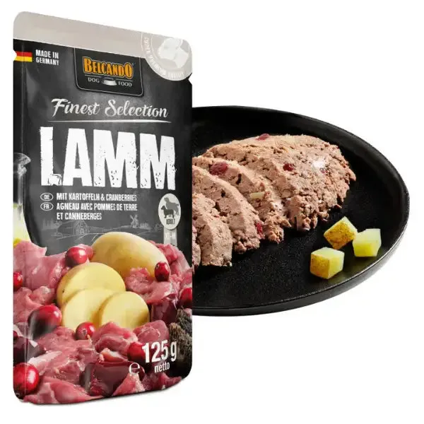 Belcando Finest Selection Grain Free Dog Adult All Breeds 125 gr Agnello con patate e mirtilli rossi - confezione da 12 pezzi - Cibo umido per cani - immagine 1