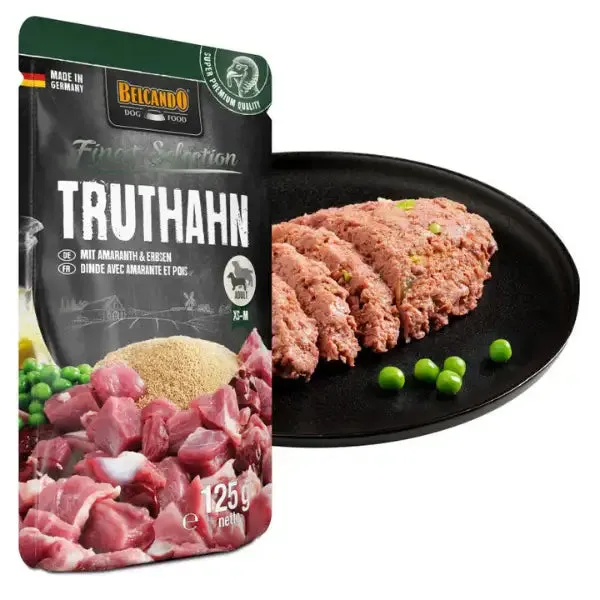 Belcando Finest Selection Grain Free Dog Adult All Breeds 125 gr Tacchino, amaranto e piselli - confezione da 12 pezzi - Cibo umido per cani - immagine 1