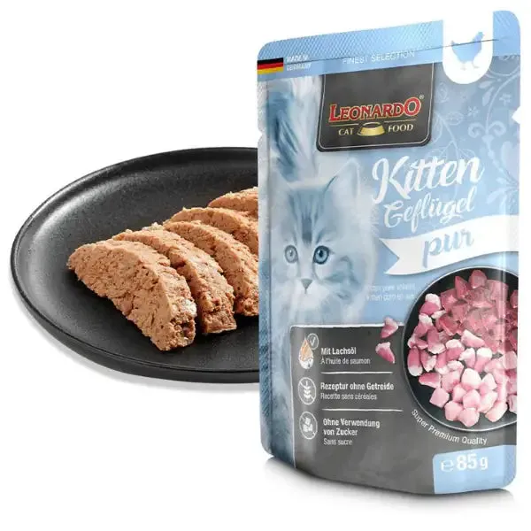 Leonardo Cat food Kitten Finest Selection Puro Grain Free monoproteico 85 gr Pollo - confezione da 16 pezzi - immagine 1