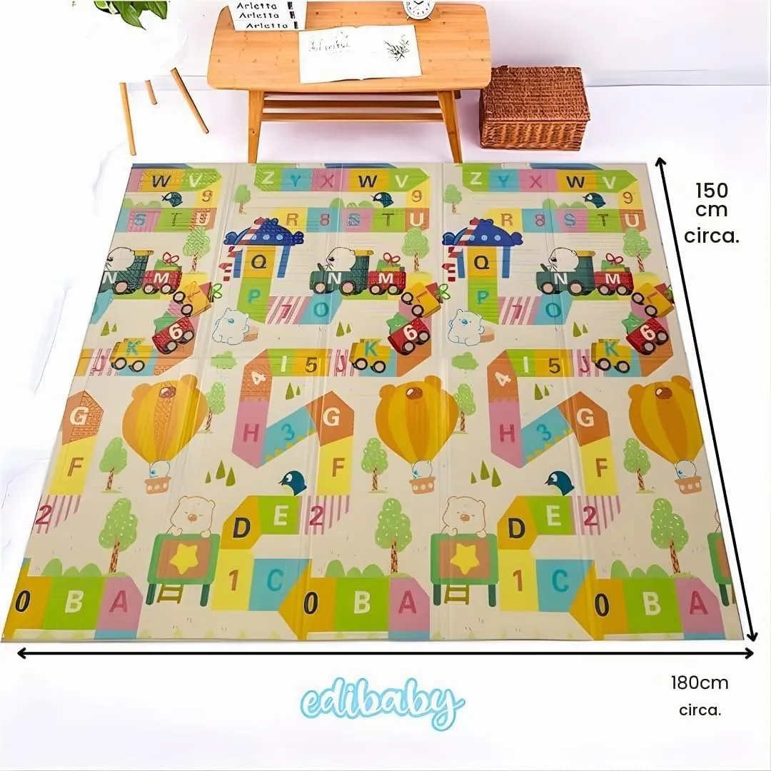 Edibaby, Tappeto Gioco Bambini, 180 x 150 cm, Spessore 1 cm,Tappeti Neonato in XPE Imbottito, Reversibile e Pieghevole, Attività per Cameretta (Playground | 180x150 | 1 cm) - immagine 2