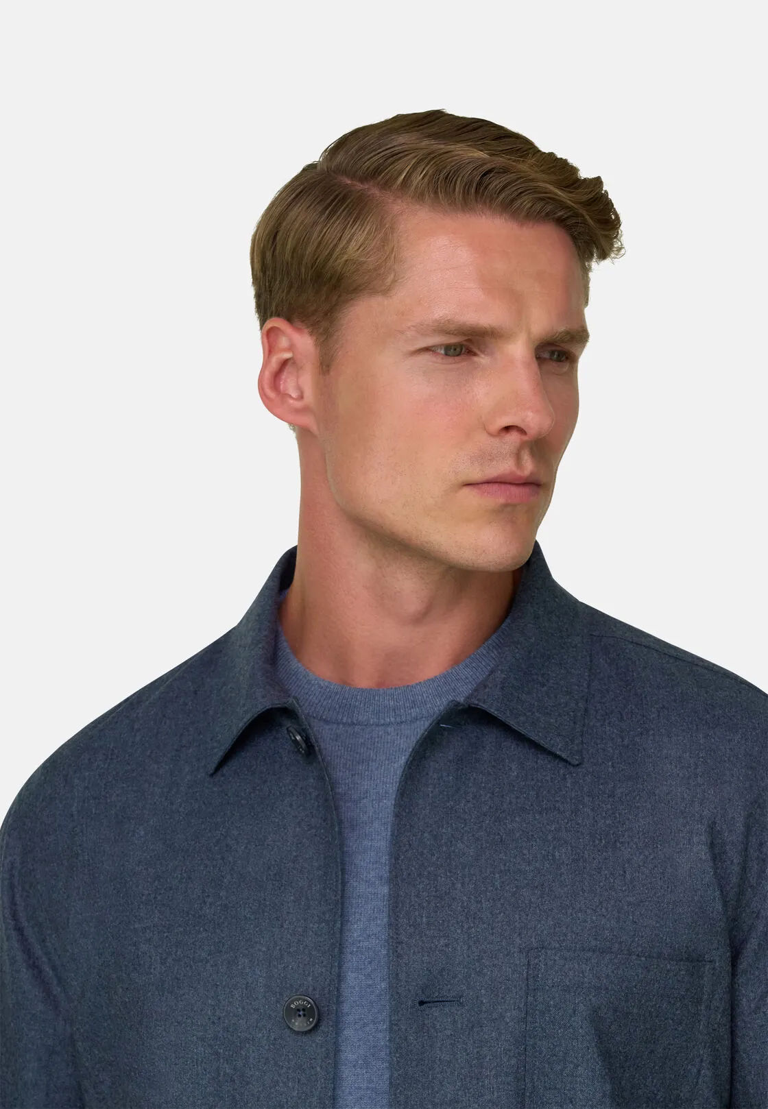 Boggi, Giacca Camicia In Flanella Di Lana Melange, Uomo, Indaco, Taglia: 50 - immagine 3