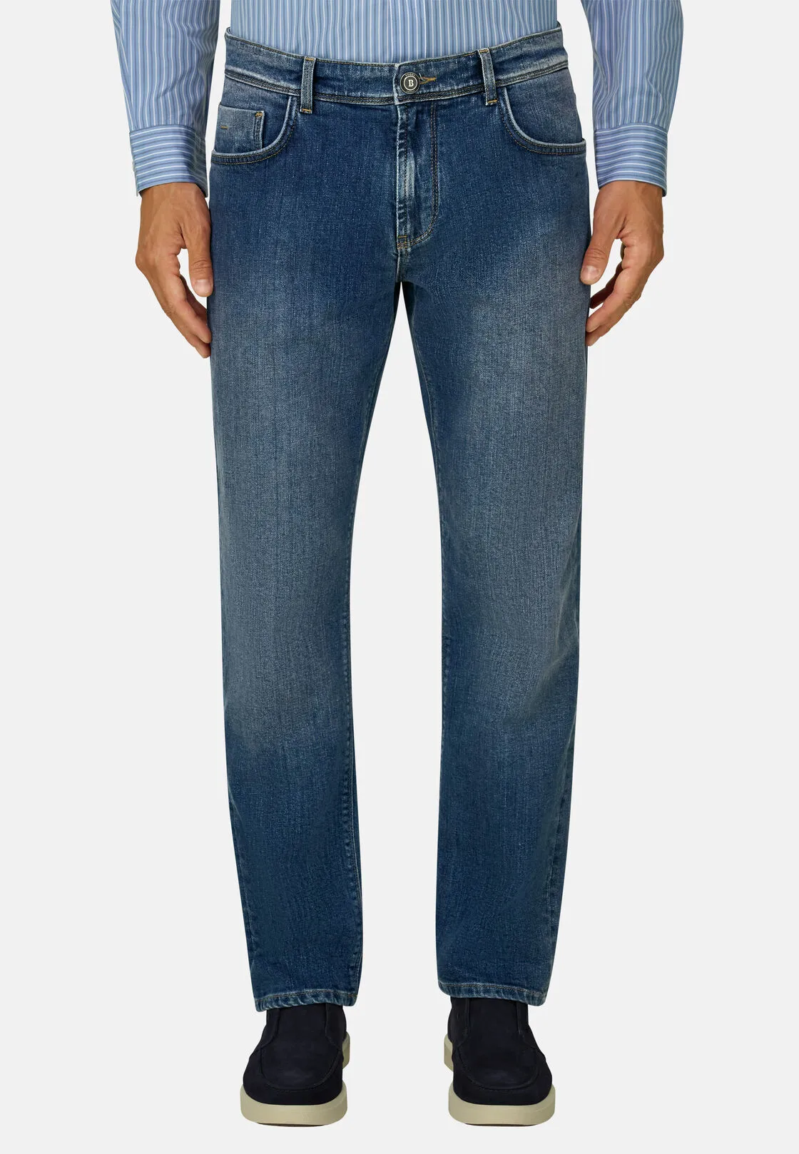 Boggi, Jeans In Denim Elasticizzato Blu Medio, Uomo, Blu, Taglia: 30 - immagine 1