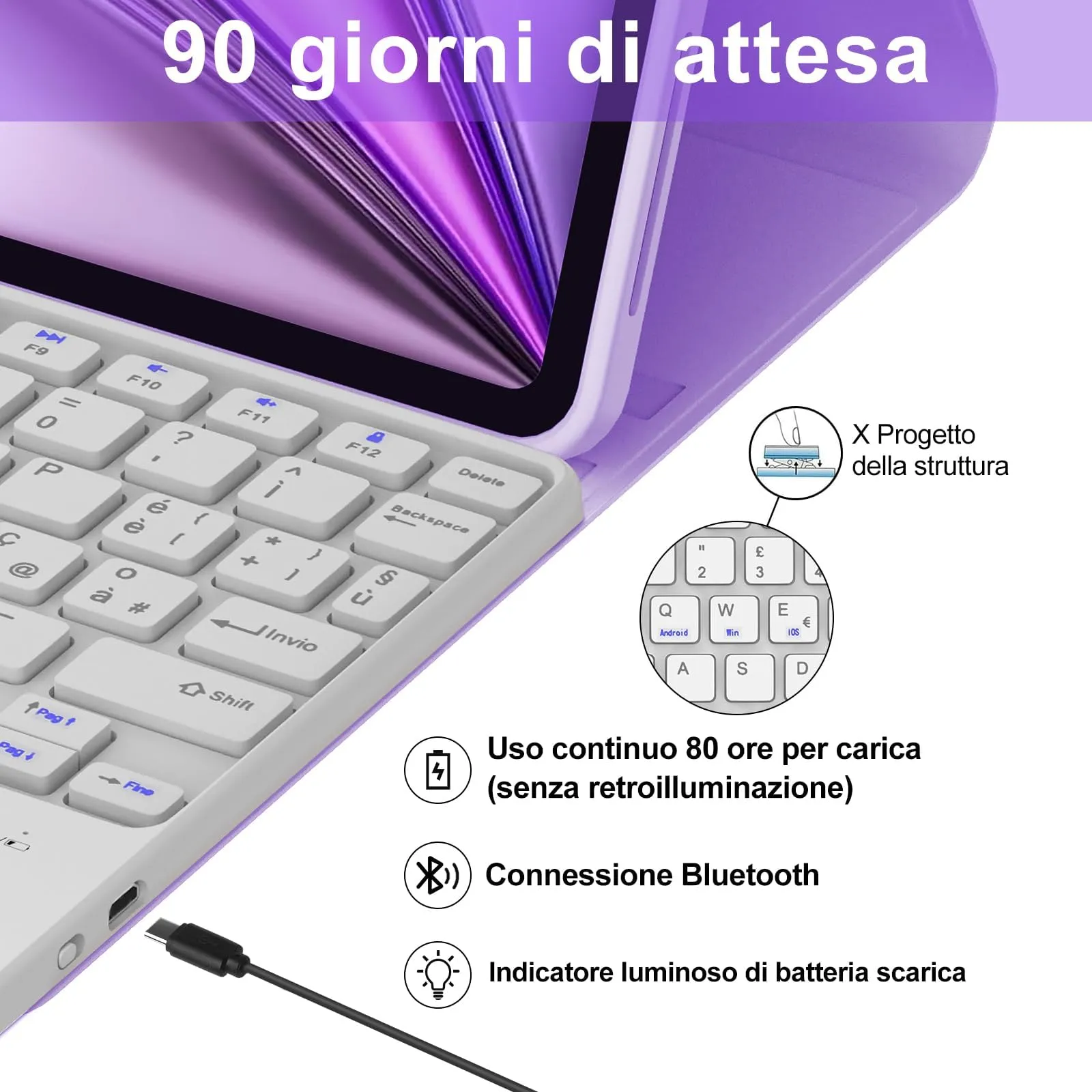 Cover Tastiera per iPad Air 11 M4 2026/M3 2025/M2 2024 11 Pollici - immagine 4