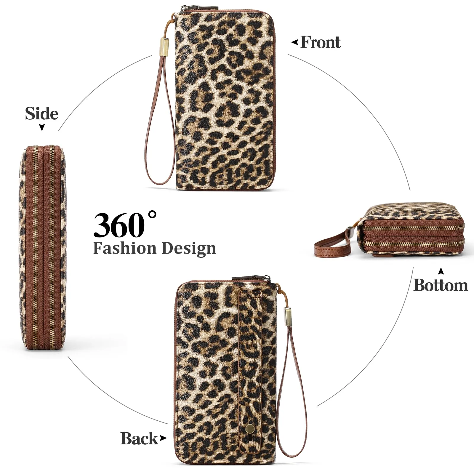 GAEKEAO Portafoglio Donna Grande, Portamonete Vegan in Pelle, Porta Tessere Blocco RFID, Portacarte di Credito, Porta Tessere, Borsellino Doppia Cerniera, Idee Regalo - immagine 5