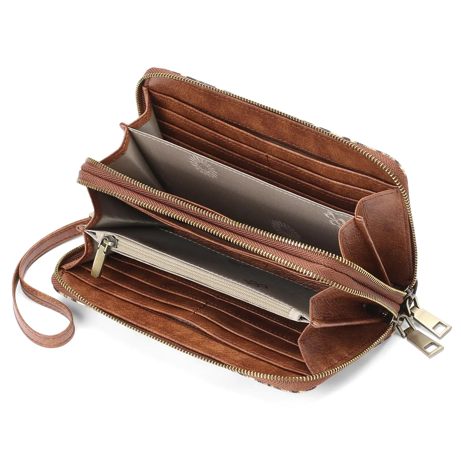 GAEKEAO Portafoglio Donna Grande, Portamonete Vegan in Pelle, Porta Tessere Blocco RFID, Portacarte di Credito, Porta Tessere, Borsellino Doppia Cerniera, Idee Regalo - immagine 6