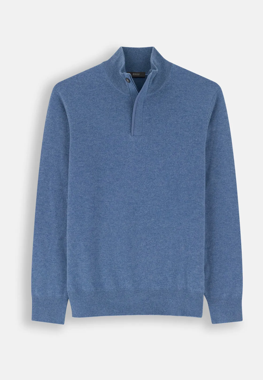 Boggi, Lupetto Mezza Zip In Lana Cashmere Melange, Uomo, Azzurro, Taglia: L - immagine 5