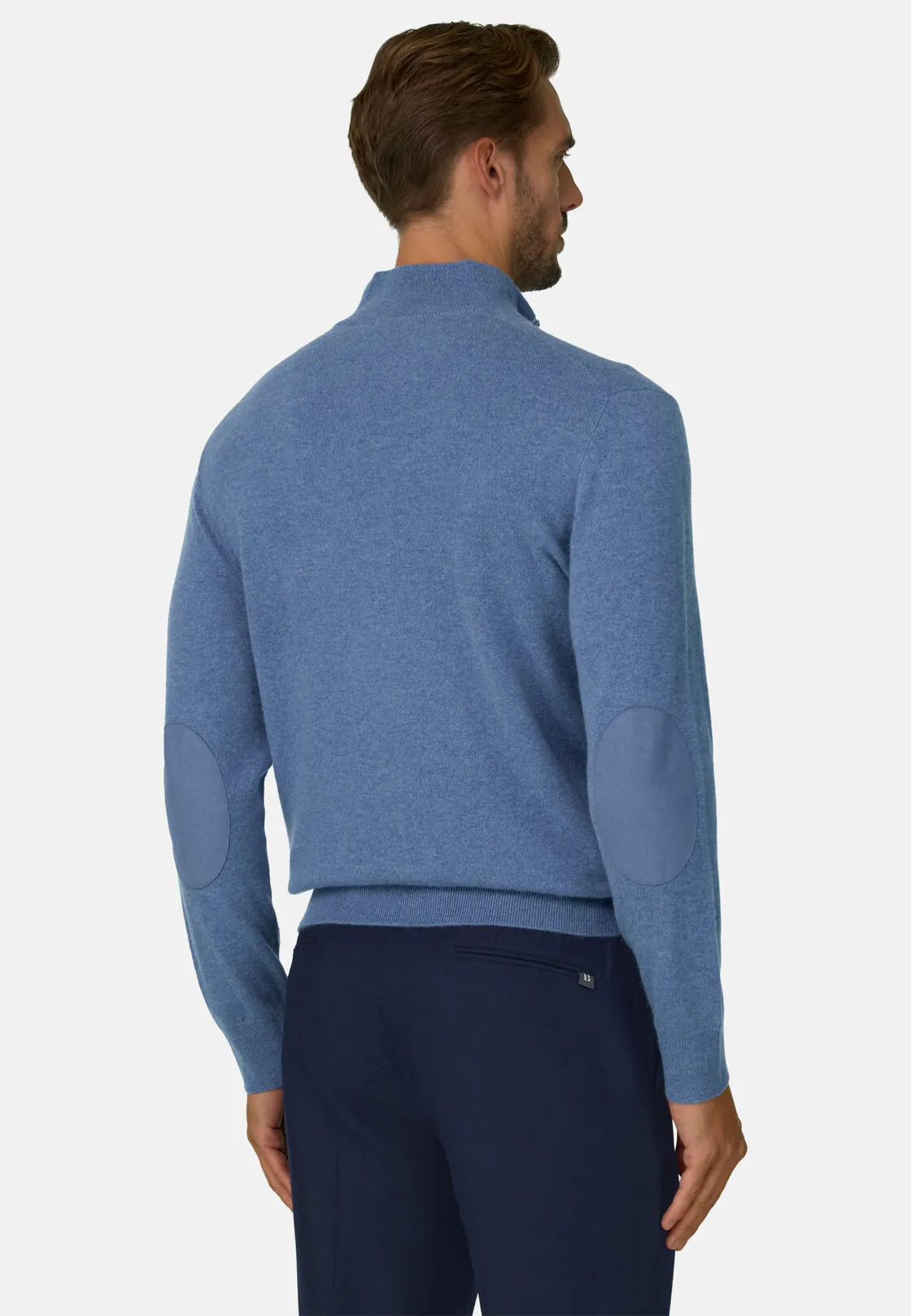 Boggi, Lupetto Mezza Zip In Lana Cashmere Melange, Uomo, Azzurro, Taglia: M - immagine 4