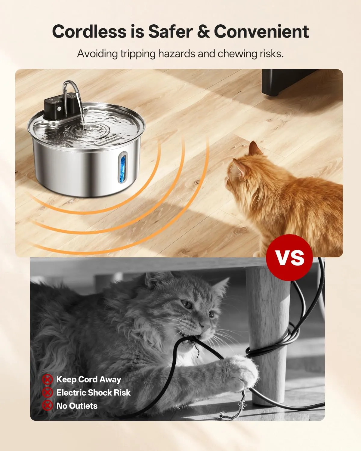 Fontanella per Gatti Senza Fili, Fontanella per Gatti in Acciaio Inox, Fontana per Gatti con Sensore di Movimento e 45 Giorni, Fontana per Gatti con Serbatoio Dell'acqua 3.2L- 6 Filtro+6 spugna - immagine 7