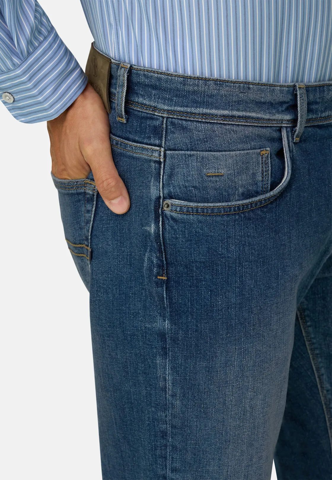 Boggi, Jeans In Denim Elasticizzato Blu Medio, Uomo, Blu, Taglia: 34 - immagine 3