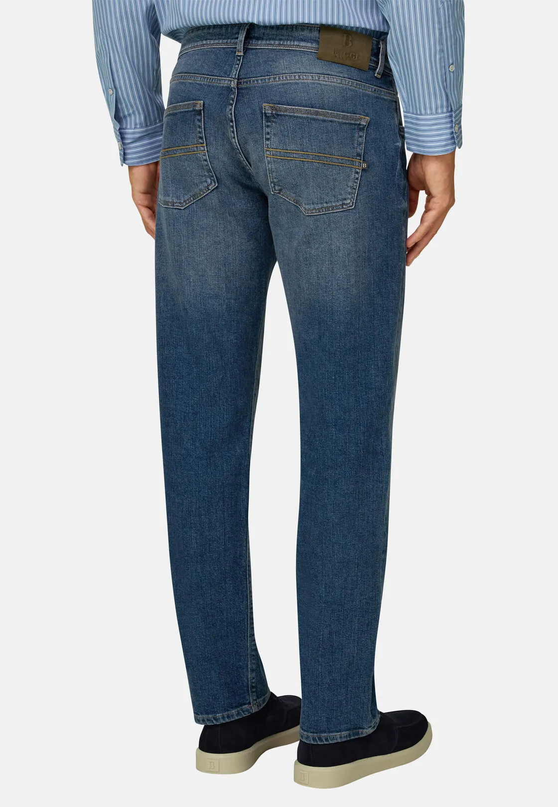 Boggi, Jeans In Denim Elasticizzato Blu Medio, Uomo, Blu, Taglia: 34 - immagine 5