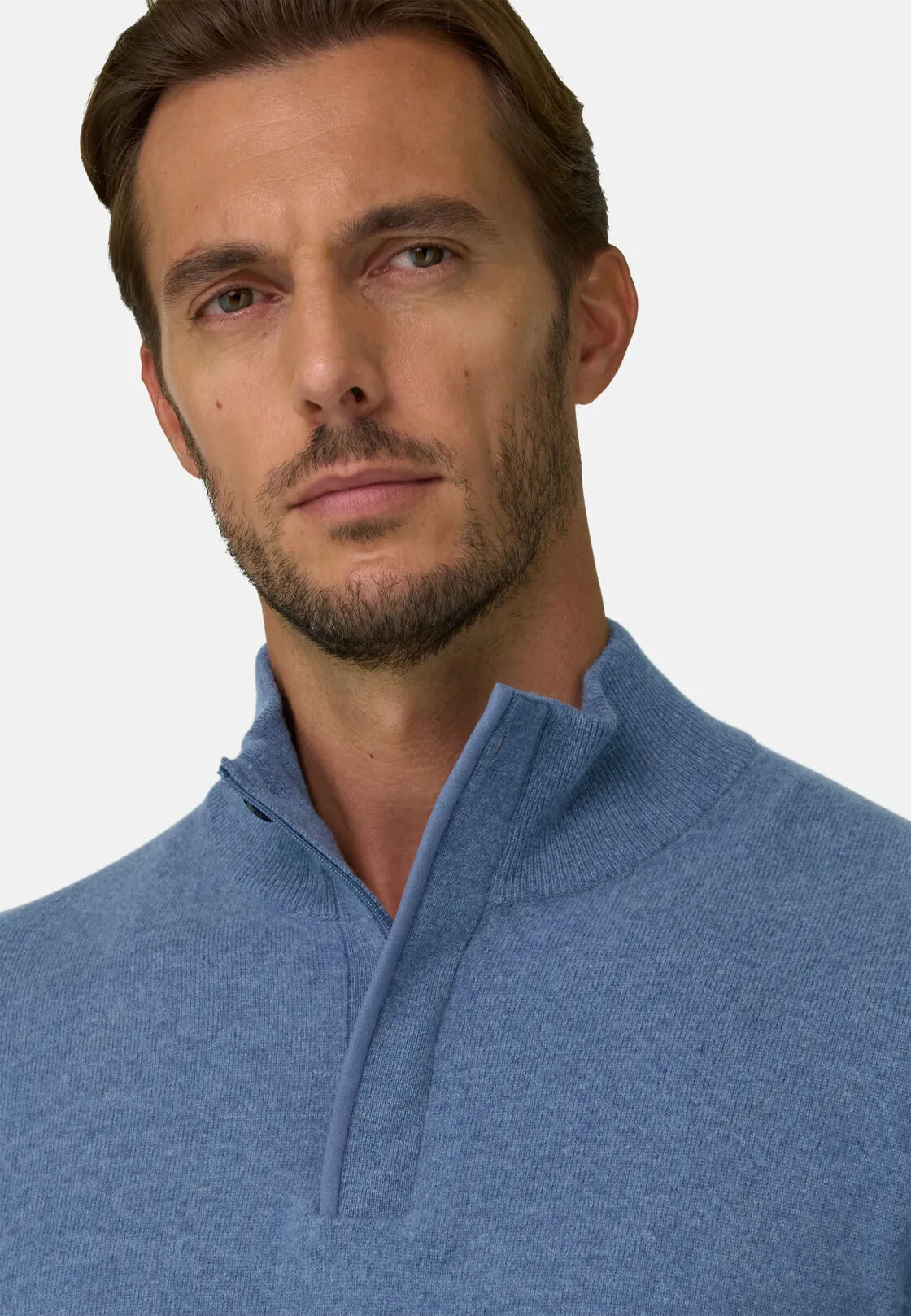 Boggi, Lupetto Mezza Zip In Lana Cashmere Melange, Uomo, Azzurro, Taglia: XXL - immagine 3