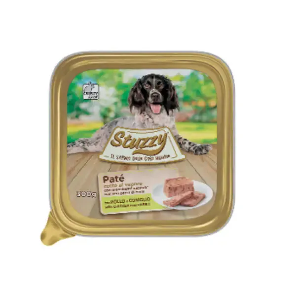 Stuzzy Dog Patè cotto al vapore 300 gr Pollo e coniglio - confezione da 18 pezzi - Cibo umido per cani - immagine 1