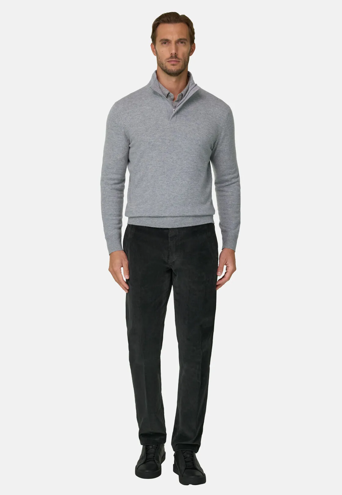 Boggi, Lupetto Mezza Zip In Lana Cashmere Melange, Uomo, Grigio, Taglia: M - immagine 2
