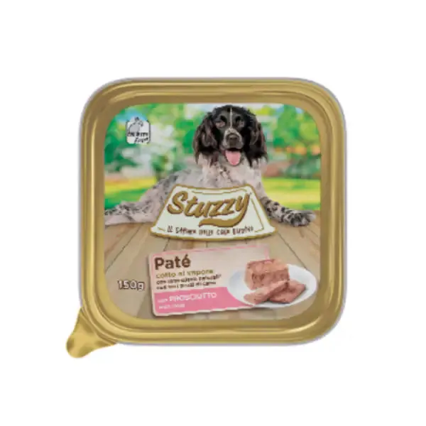 Stuzzy Dog Patè cotto al vapore 150 gr Prosciutto - confezione da 22 pezzi - Cibo umido per cani - immagine 1