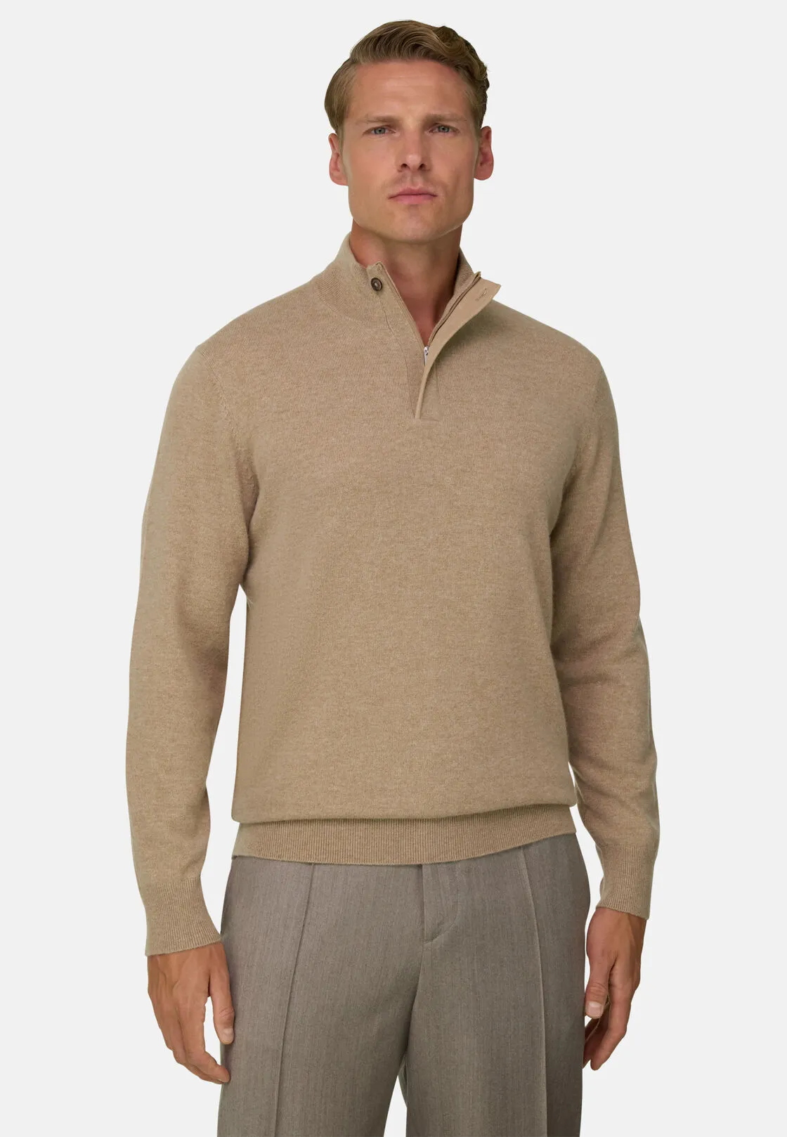 Boggi, Lupetto Mezza Zip In Lana Cashmere Melange, Uomo, , Taglia: L - immagine 1