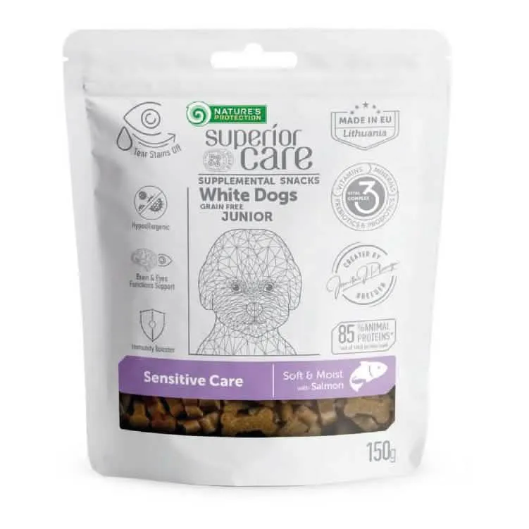 Nature's protection superior care dog snack white grain free sensitive care salmon junior all breed 150 g - immagine 1