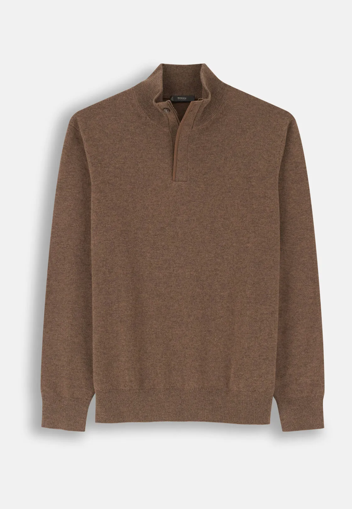 Boggi, Lupetto Mezza Zip In Lana Cashmere Melange, Uomo, Marrone, Taglia: S - immagine 5