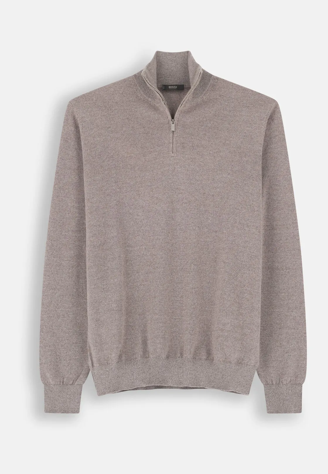 Boggi, Lupetto Mezza Zip In Lana Merino Cashwool® Mouliné, Uomo, Sabbia, Taglia: M - immagine 5