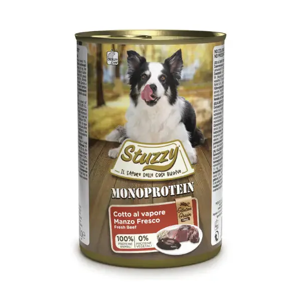 Stuzzy Monoprotein gluten free 400 gr Manzo - confezione da 6 pezzi - Umido monoproteico cane - immagine 1
