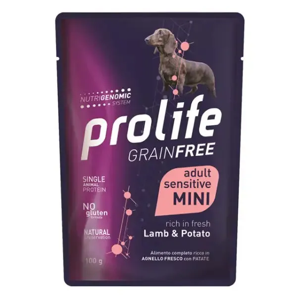 Prolife Grain Free Dog Mini 100 gr Agnello e Patate - confezione da 10 pezzi - Cibo umido per cani - immagine 1