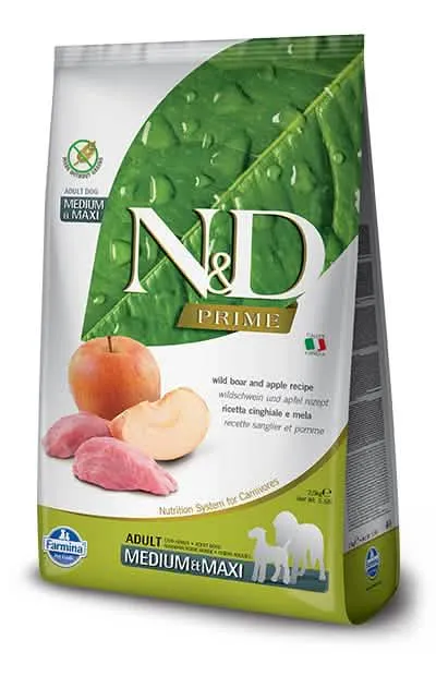 N&d prime dog boar&apple adult mediumium maxi 2,5 kg sacco apri e chiudi - immagine 1