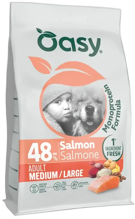 Oasy dry dog monoprotein adult medium/large salmone 10 kg - immagine 1