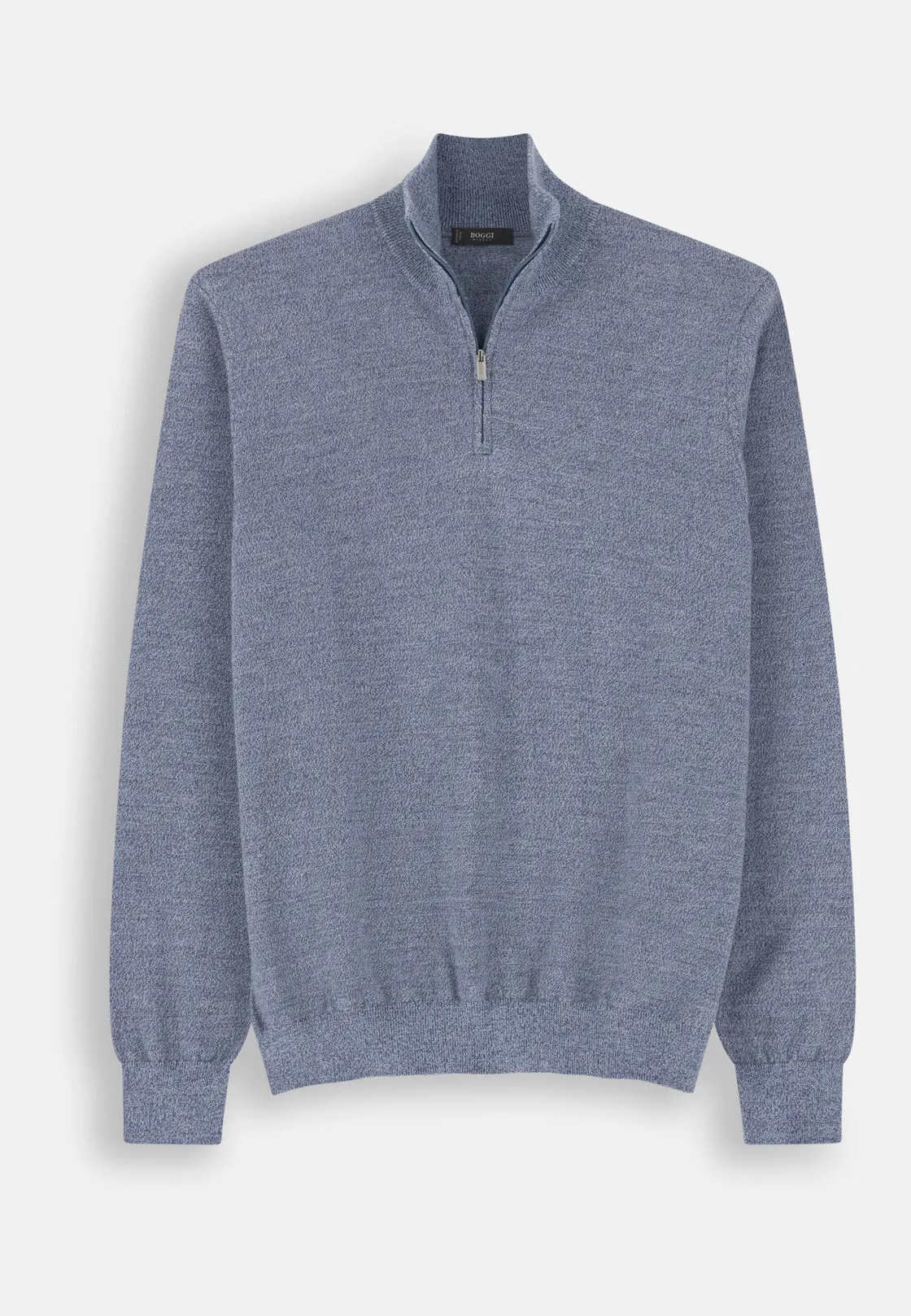 Boggi, Lupetto Mezza Zip In Lana Merino Cashwool® Mouliné, Uomo, Azzurro, Taglia: XXL - immagine 5