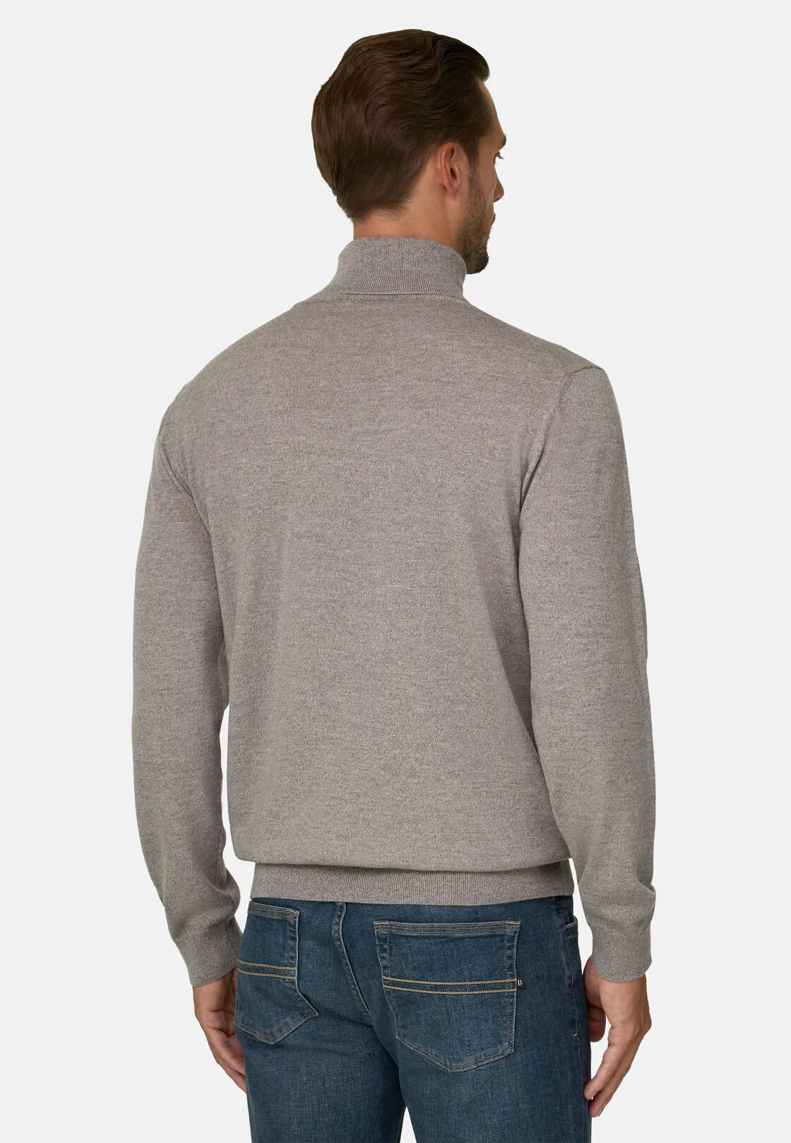 Boggi, Dolcevita In Lana Merino Cashwool® Mouliné, Uomo, Sabbia, Taglia: L - immagine 4