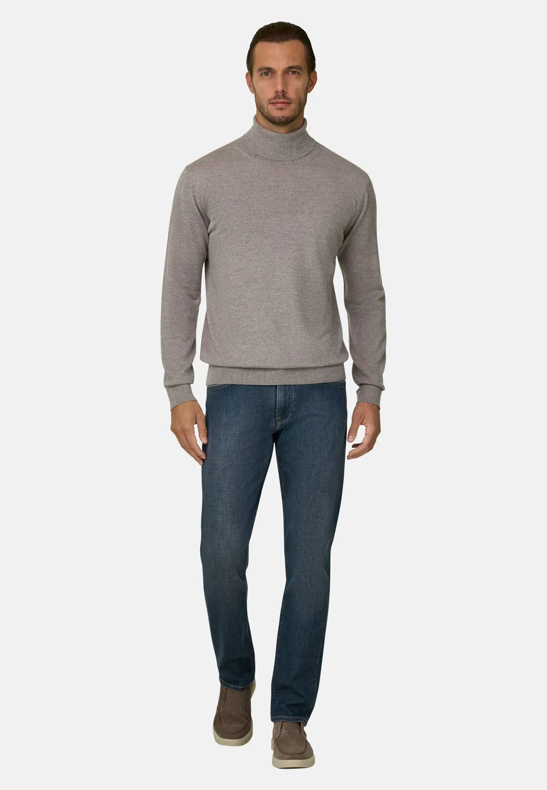 Boggi, Dolcevita In Lana Merino Cashwool® Mouliné, Uomo, Sabbia, Taglia: S - immagine 2