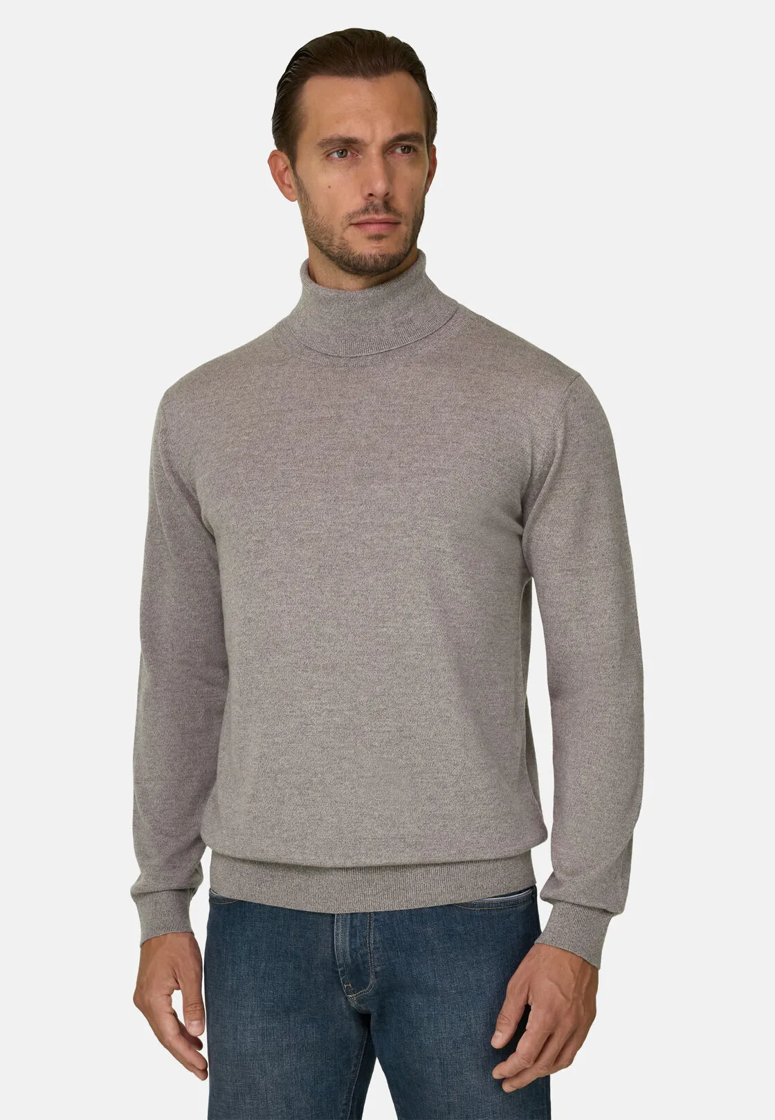 Boggi, Dolcevita In Lana Merino Cashwool® Mouliné, Uomo, Sabbia, Taglia: XL - immagine 1