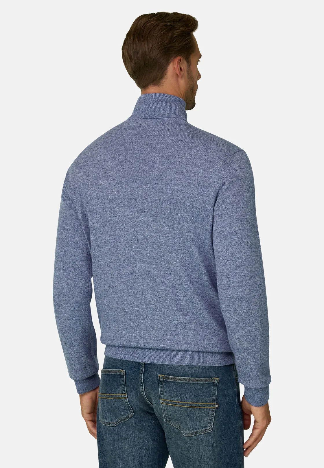 Boggi, Dolcevita In Lana Merino Cashwool® Mouliné, Uomo, Azzurro, Taglia: S - immagine 4