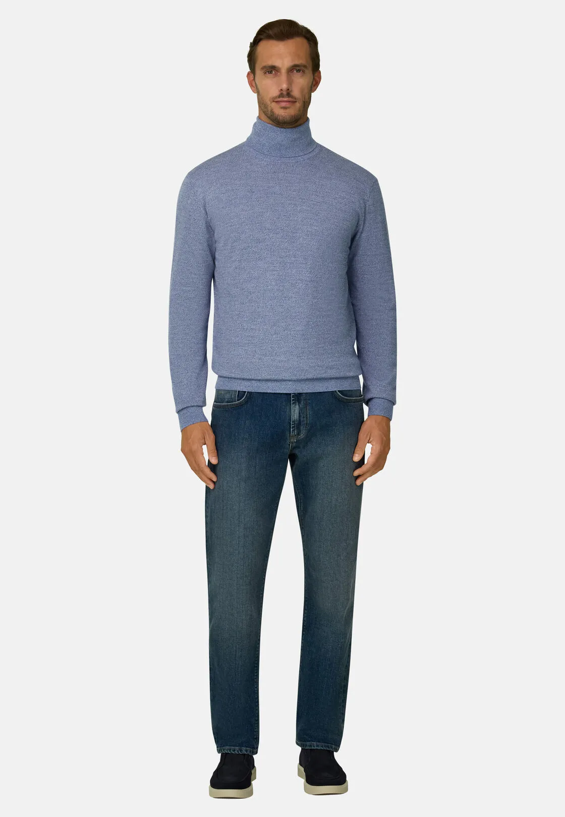 Boggi, Dolcevita In Lana Merino Cashwool® Mouliné, Uomo, Azzurro, Taglia: XL - immagine 2
