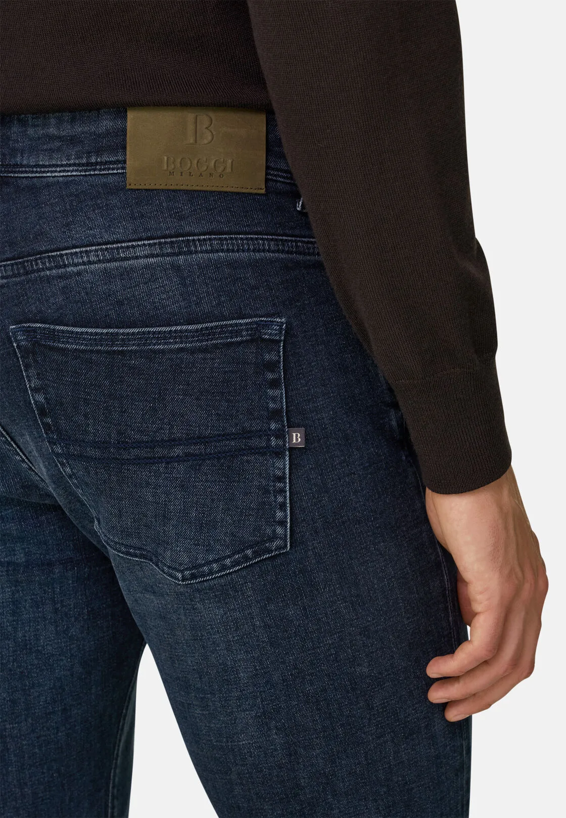 Boggi, Jeans In Denim Elasticizzato Blu Black, Uomo, Blu Scuro, Taglia: 34 - immagine 3