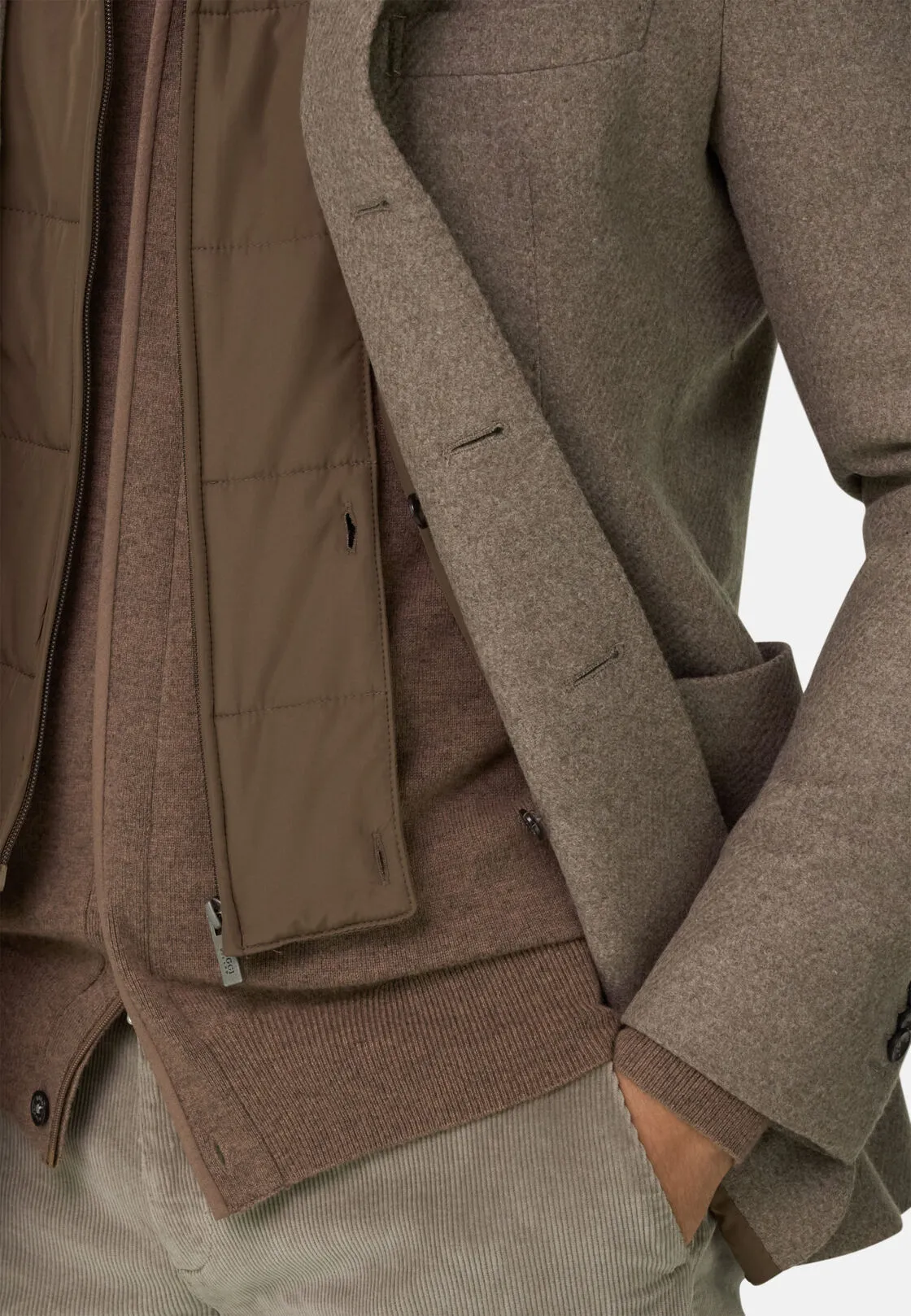 Boggi, Giacca In Misto Lana Con Pettorina Removibile, Uomo, Taupe, Taglia: 56 - immagine 4