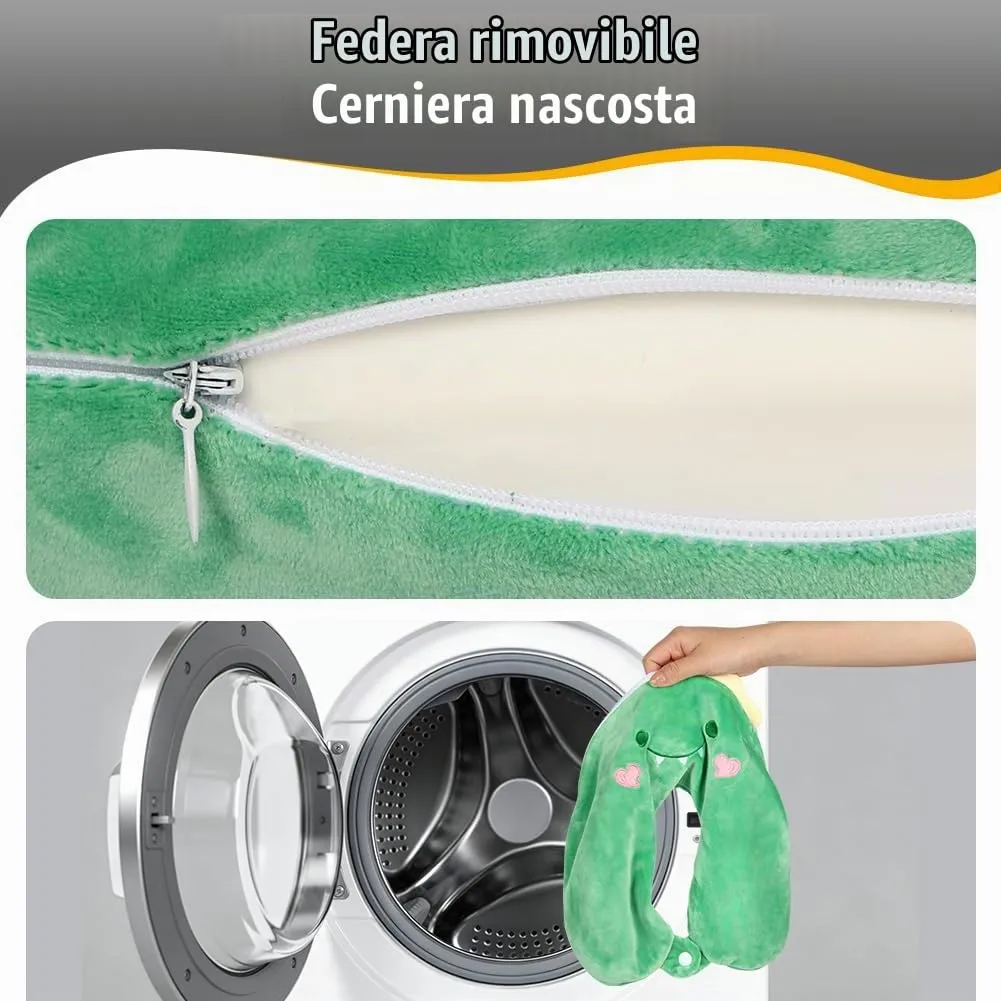 Alaoo Cuscino da Viaggio per Bambini, Cuscino Portatile, Drago Verde - immagine 6