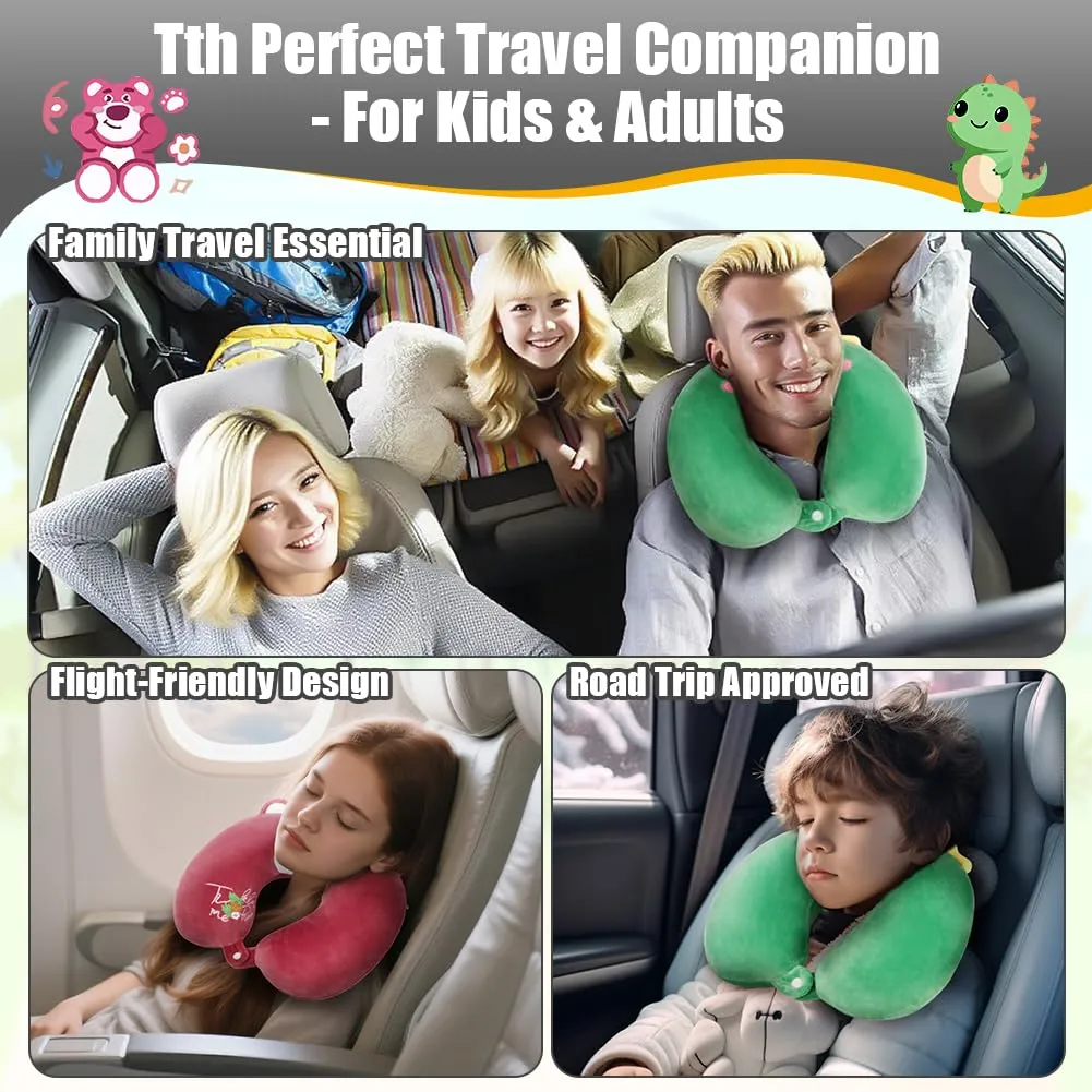 Alaoo Cuscino da Viaggio per Bambini, Cuscino Portatile, Drago Verde - immagine 8