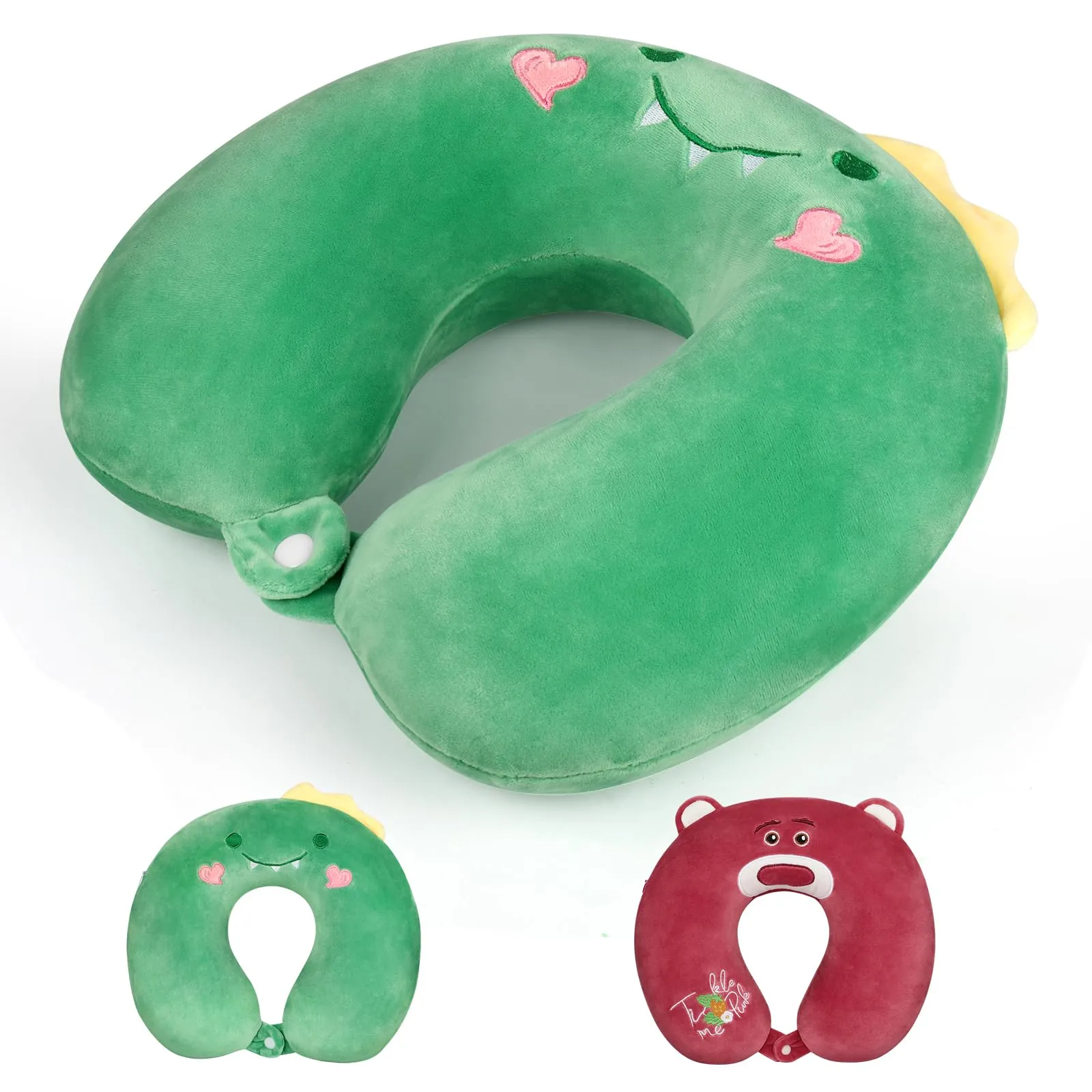 Alaoo Cuscino da Viaggio per Bambini, Cuscino Portatile, Drago Verde - immagine 9