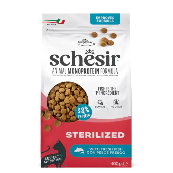 Schesir Cat Sterilized Monoprotein formula Grain free Low Fat Pesce fresco 400 gr - Cibo monoproteico gatto - immagine 1