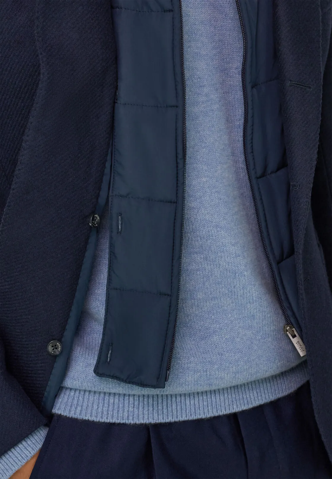 Boggi, Giacca In Misto Lana Con Pettorina Removibile, Uomo, Navy, Taglia: 48 - immagine 4