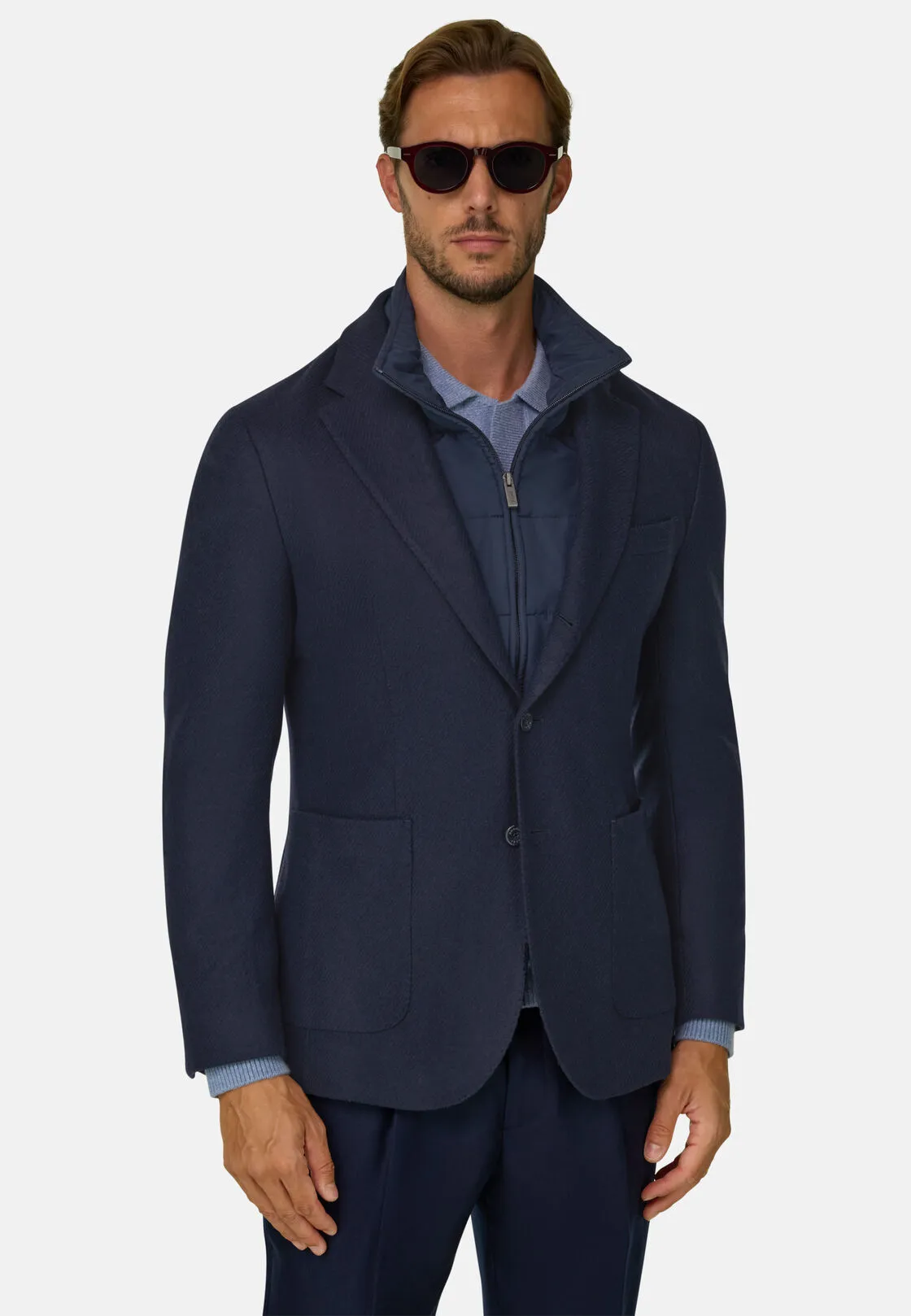 Boggi, Giacca In Misto Lana Con Pettorina Removibile, Uomo, Navy, Taglia: 50 - immagine 1