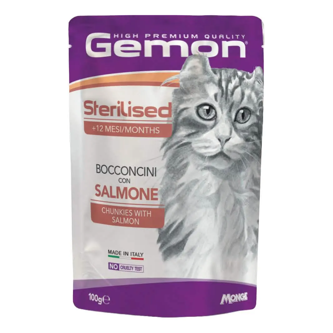 Gemon sterilized bocconcini con salmone 100 g - immagine 1