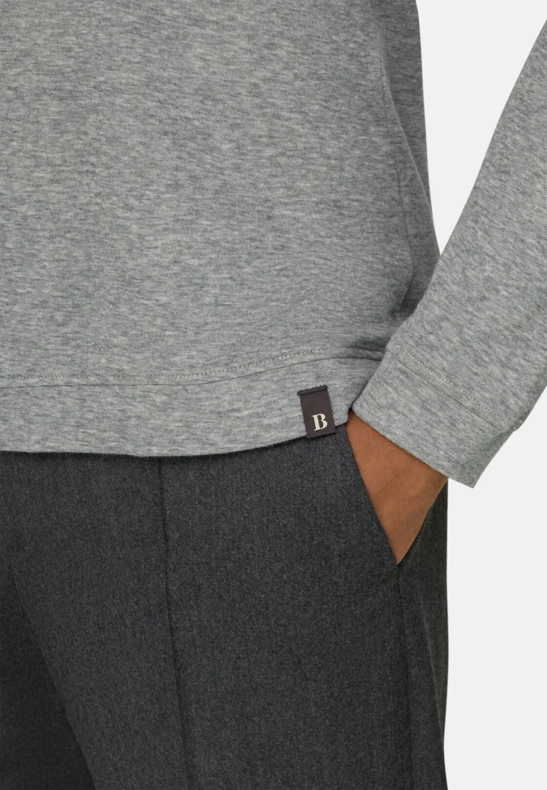 Boggi, T-shirt In Jersey Cotone E Cashmere Melange, Uomo, Grigio, Taglia: XL - immagine 3