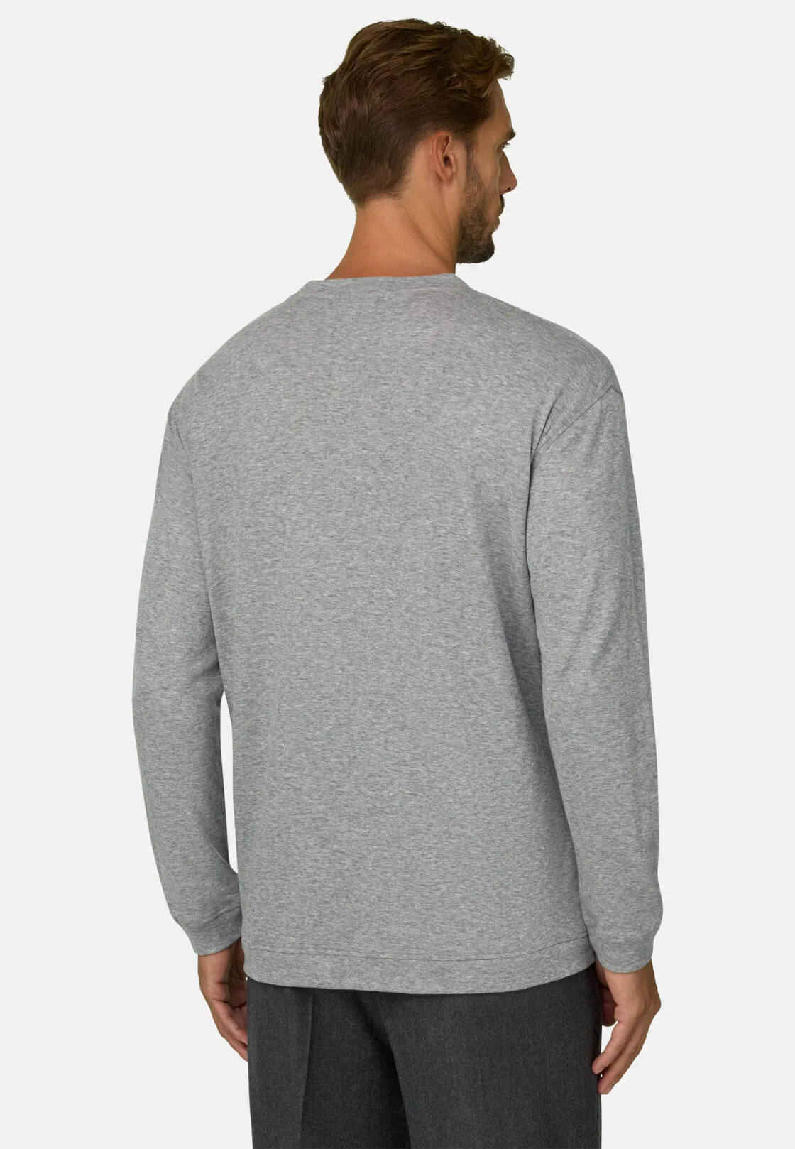 Boggi, T-shirt In Jersey Cotone E Cashmere Melange, Uomo, Grigio, Taglia: XXL - immagine 4