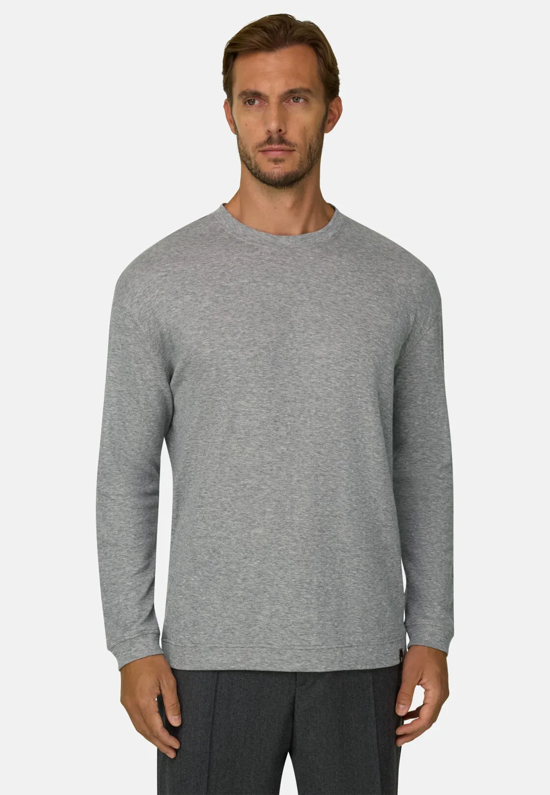 Boggi, T-shirt In Jersey Cotone E Cashmere Melange, Uomo, Grigio, Taglia: M - immagine 1