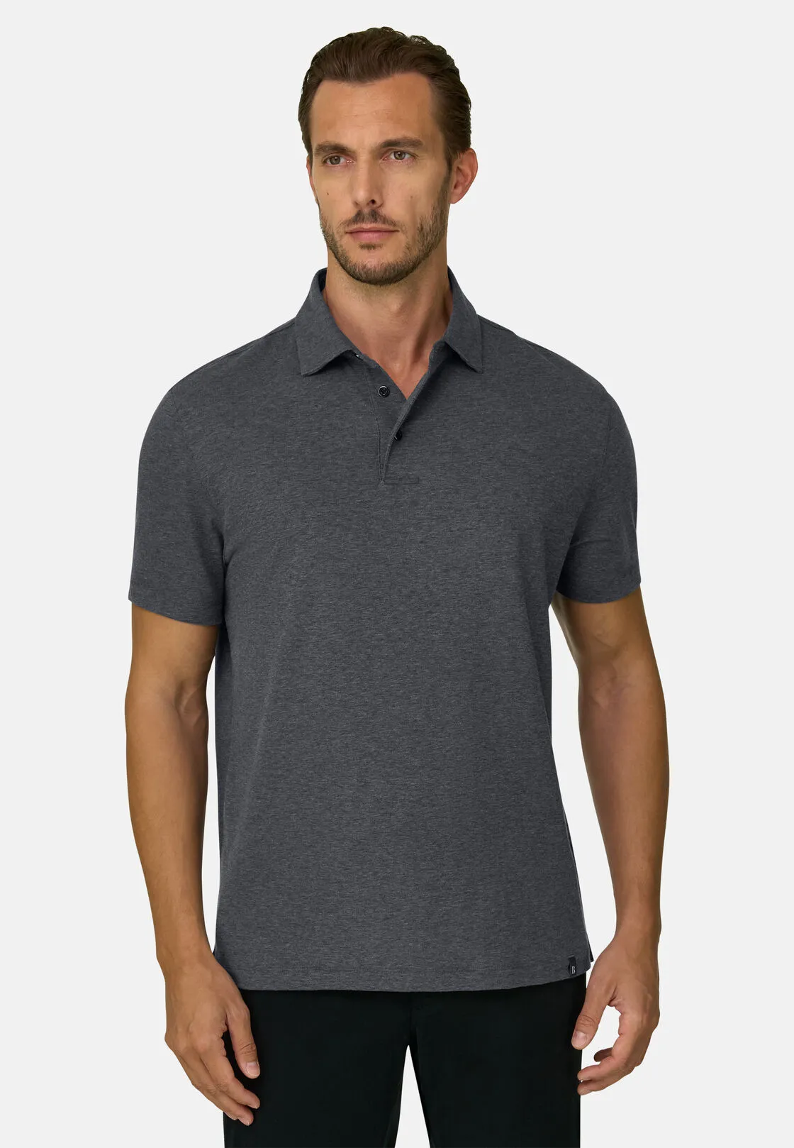 Boggi, Polo In Piqué In Misto Cotone B Tech, Uomo, Grigio scuro, Taglia: M - immagine 1