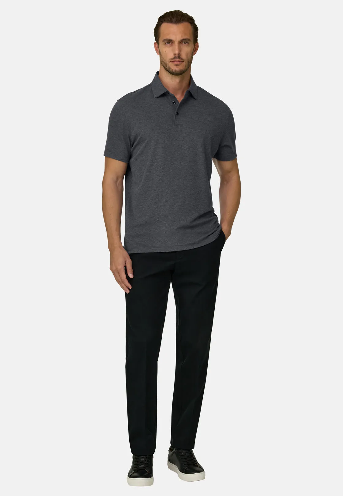 Boggi, Polo In Piqué In Misto Cotone B Tech, Uomo, Grigio scuro, Taglia: M - immagine 2