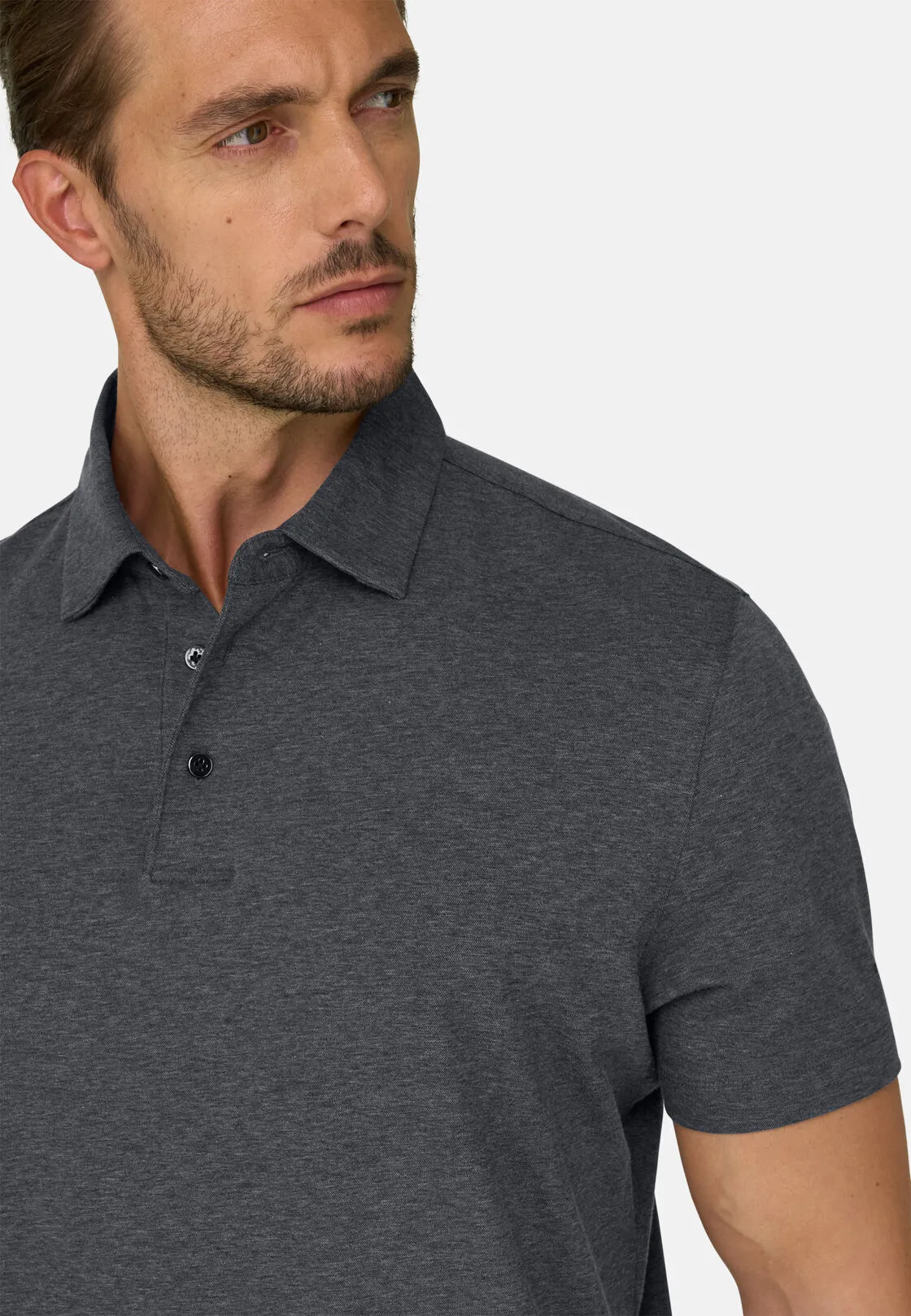 Boggi, Polo In Piqué In Misto Cotone B Tech, Uomo, Grigio scuro, Taglia: M - immagine 3